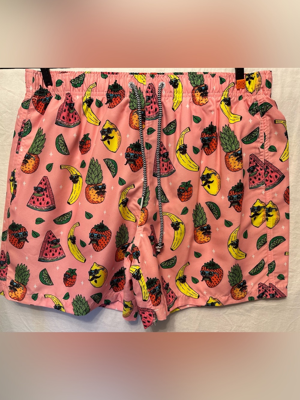 Boardies Apparel Pink Tropical Fruit Swim Trunks Men’s‎ Large Funny Swim Shorts
